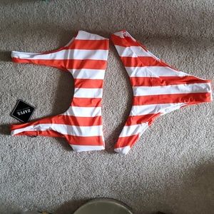 Zaful red and white stripped bikini